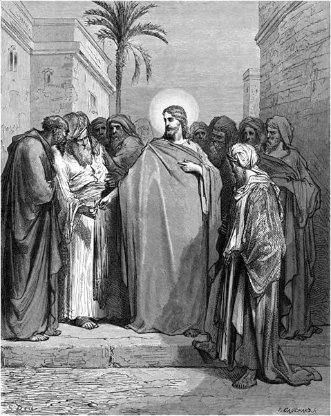 Jesus Talks of the Tribute Money, engraving by Gustave Doré, 1866
