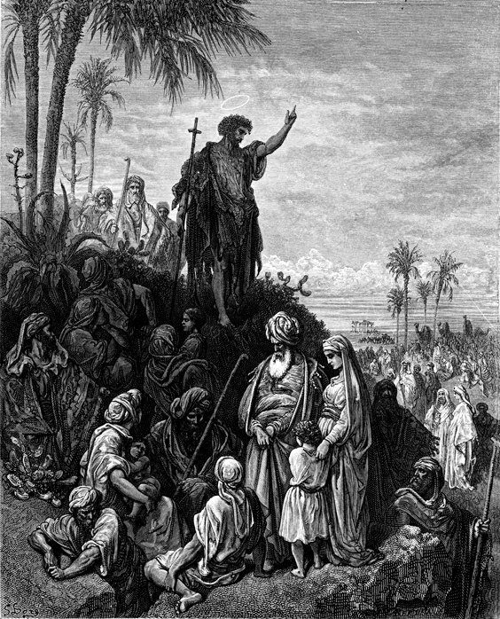 John the Baptist Preaching in the Wilderness, engraving by Gustave Doré, 1866