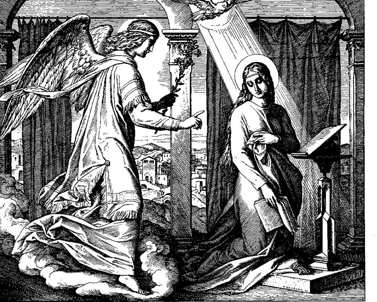 The Annunciation, engraving by Julius Schnorr von Carolsfeld, 1860